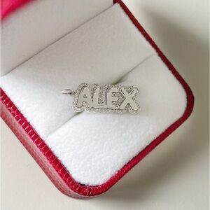 Diamond “Alex” Bubble Name Pendant 18k Gold